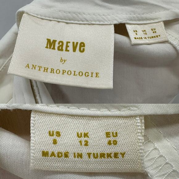 Maeve Poplin Midi Shirt Dress Womens 8 Ivory Front Slit Preppy Old Money Cottage - Picture 9 of 11